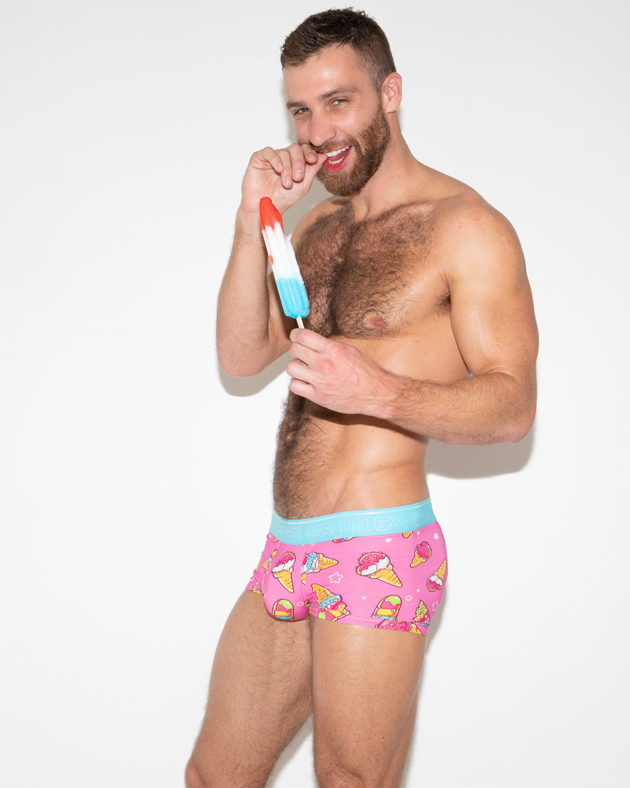 Sexy men wearing ice cream underwear brand by Garcon print fun underwear